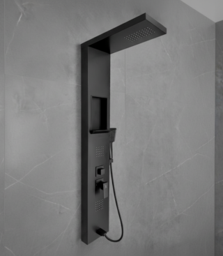 Ducha Negra con Repisa - Super Ceramic Ecuador