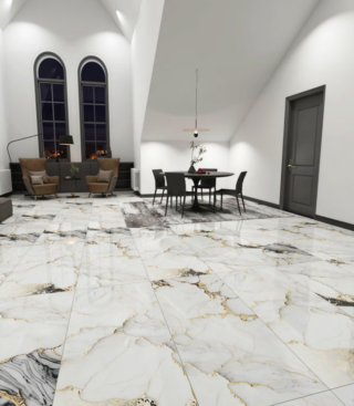 Porcelanato Negro y Blanco Tipo Mármol Artístico - Super Ceramic Ecuador