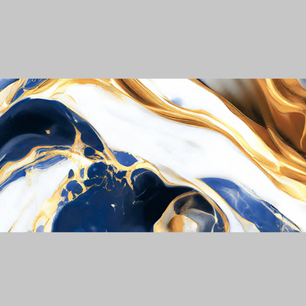 Porcelanato Blanco, Azul y Dorado Estilo Mármol Artístico - Super Ceramic Ecuador