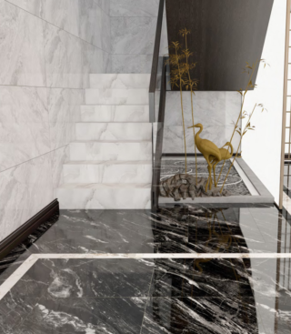 Porcelanato Negro Turmalina con Vetado Blanco - Super Ceramic Ecuador