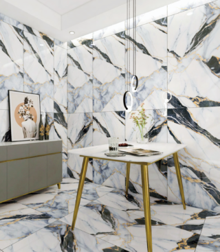 Porcelanato Mármol Nero Gold Prestige - Super Ceramic Ecuador
