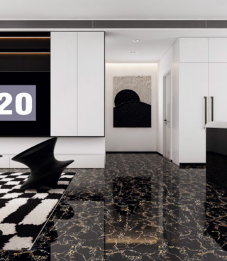 Porcelanato Zafiro Negro con Vetado Dorado - Super Ceramic Ecuador