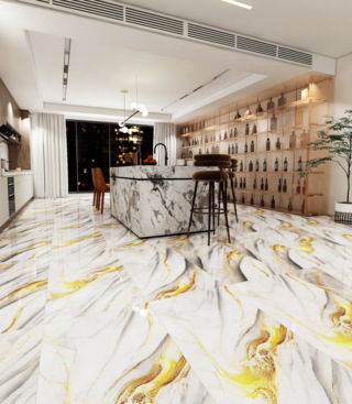 Porcelanato Gris Citrino con Vetado Dorado - Super Ceramic Ecuador