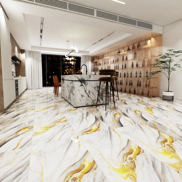 Porcelanato Gris Citrino con Vetado Dorado - Super Ceramic Ecuador